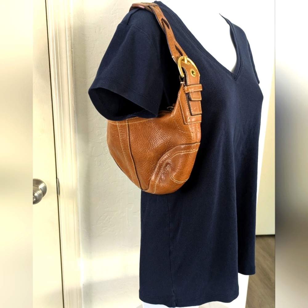 Vintage Coach Y2K Baguette Brown Shoulder Handbag Leather Bag.